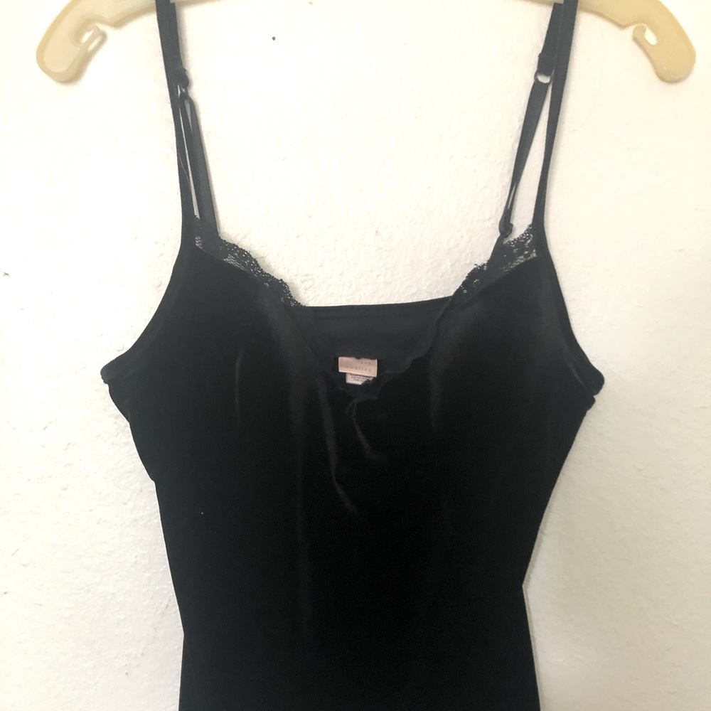Woman’s velvet camisole with built in bra, size 36B.